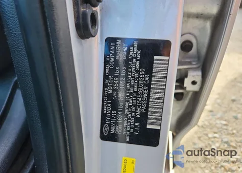 2016 Hyundai Accent Se z USA, uszkodzony, nr VIN KMHCT5AE4GU283660